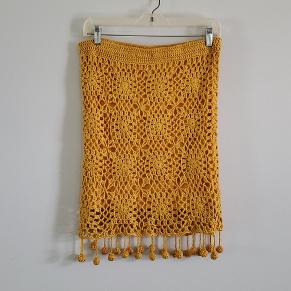 COPY - Fashion Nova Mustard Yellow Crochet Skirt - Picture 2 of 8